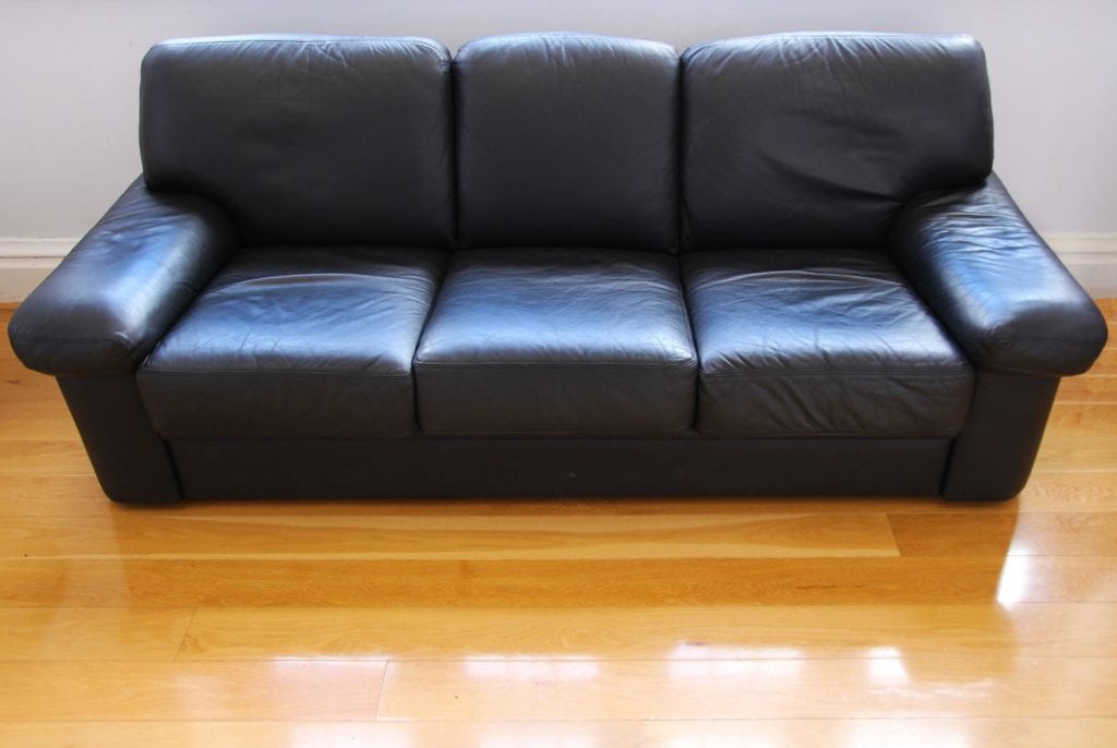 black leather couch